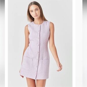 Anthropologie Endless Rose Tweed Sleeveless Sheath Dress size S lilac Purple